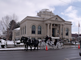 [photo: library building, Christmas 2011]