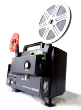 [stock photo of an old-fashioned movie projector]